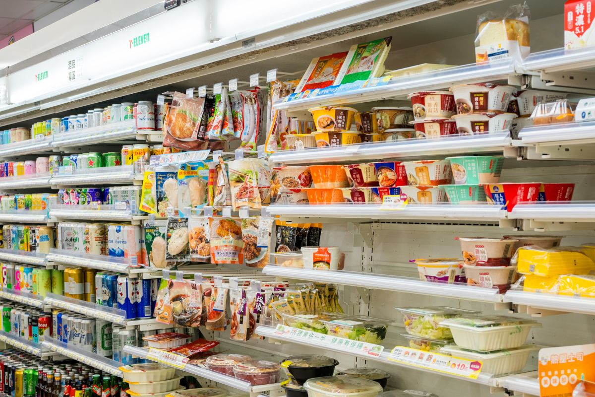 Picture of product displays at the convenience store.