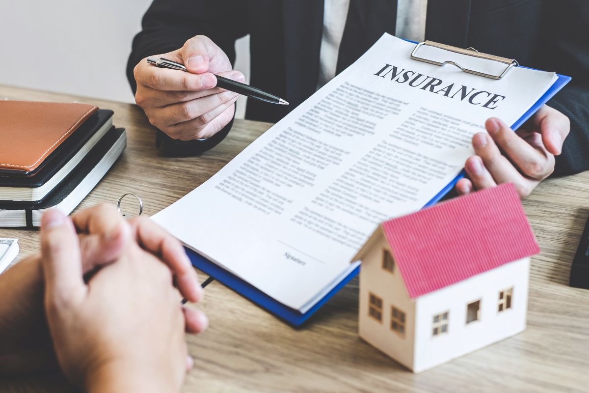 The picture shows the negotiation of insurance.