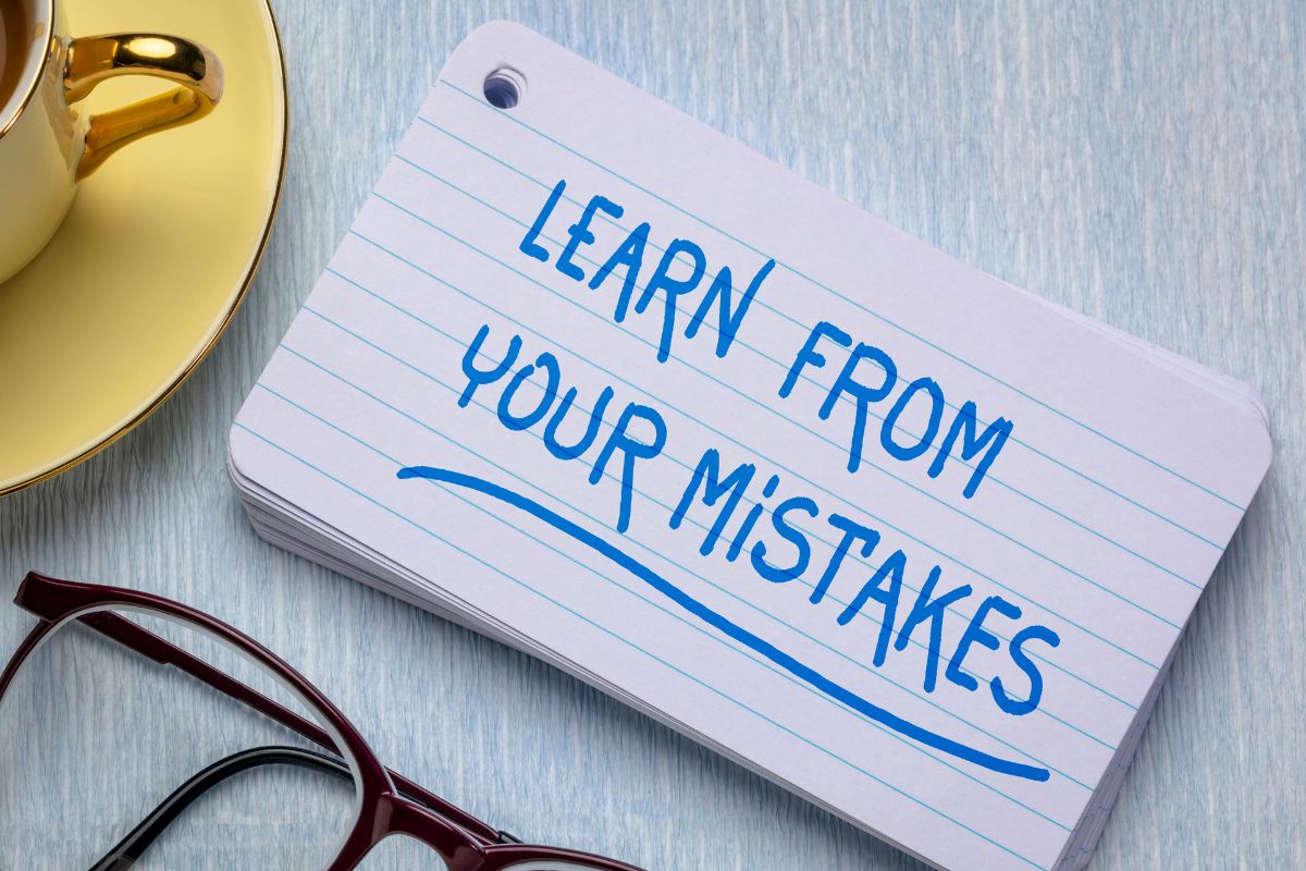 Picture of a paper with learn from your mistakes wording.