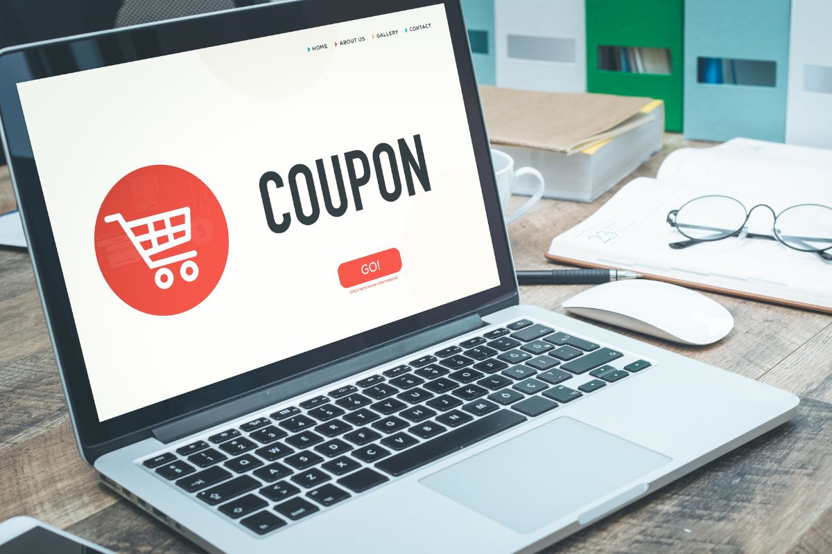 Image of a laptop with coupon display.