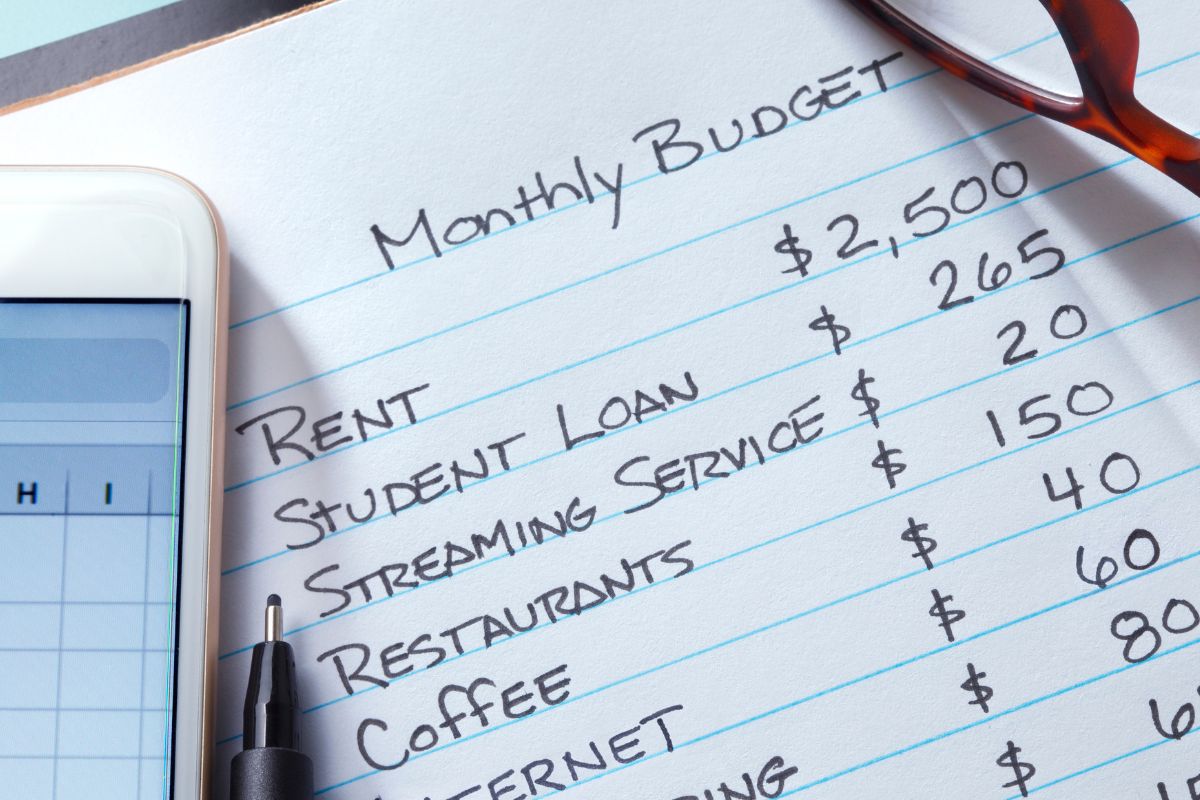 The picture shows a monthly budget.
