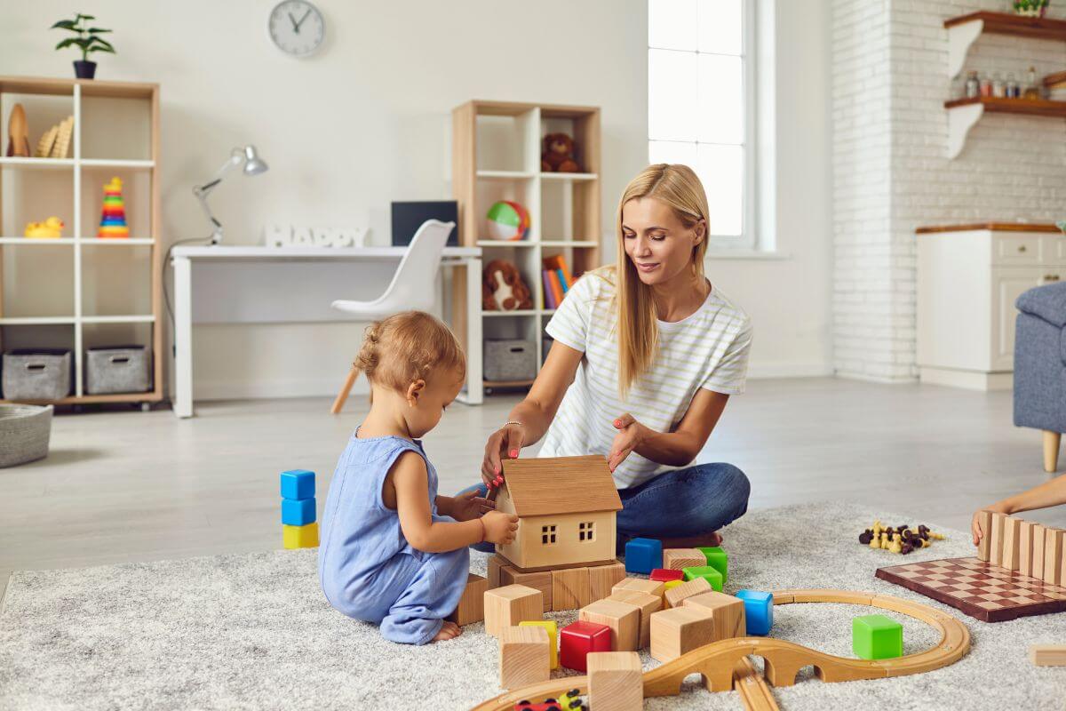 The photo of the girl and a baby playing together, setting aside babysitting money helps for childcare reliabilities.