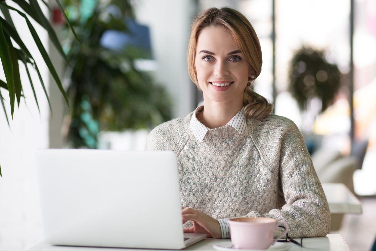 Photo of a woman selling printables online.