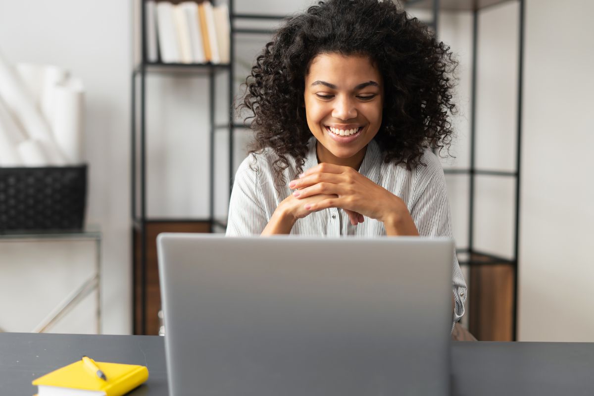 Photo of a woman selling printables online.