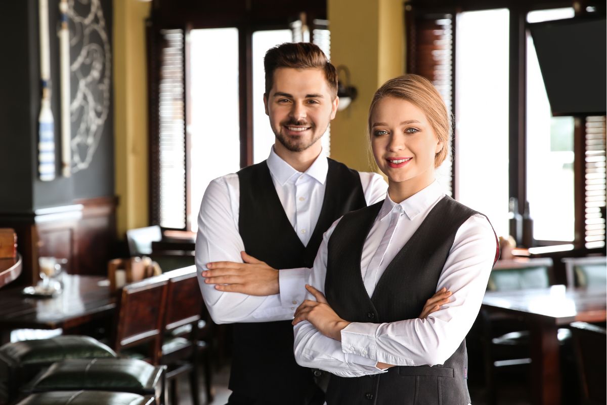 Picture young waiters.