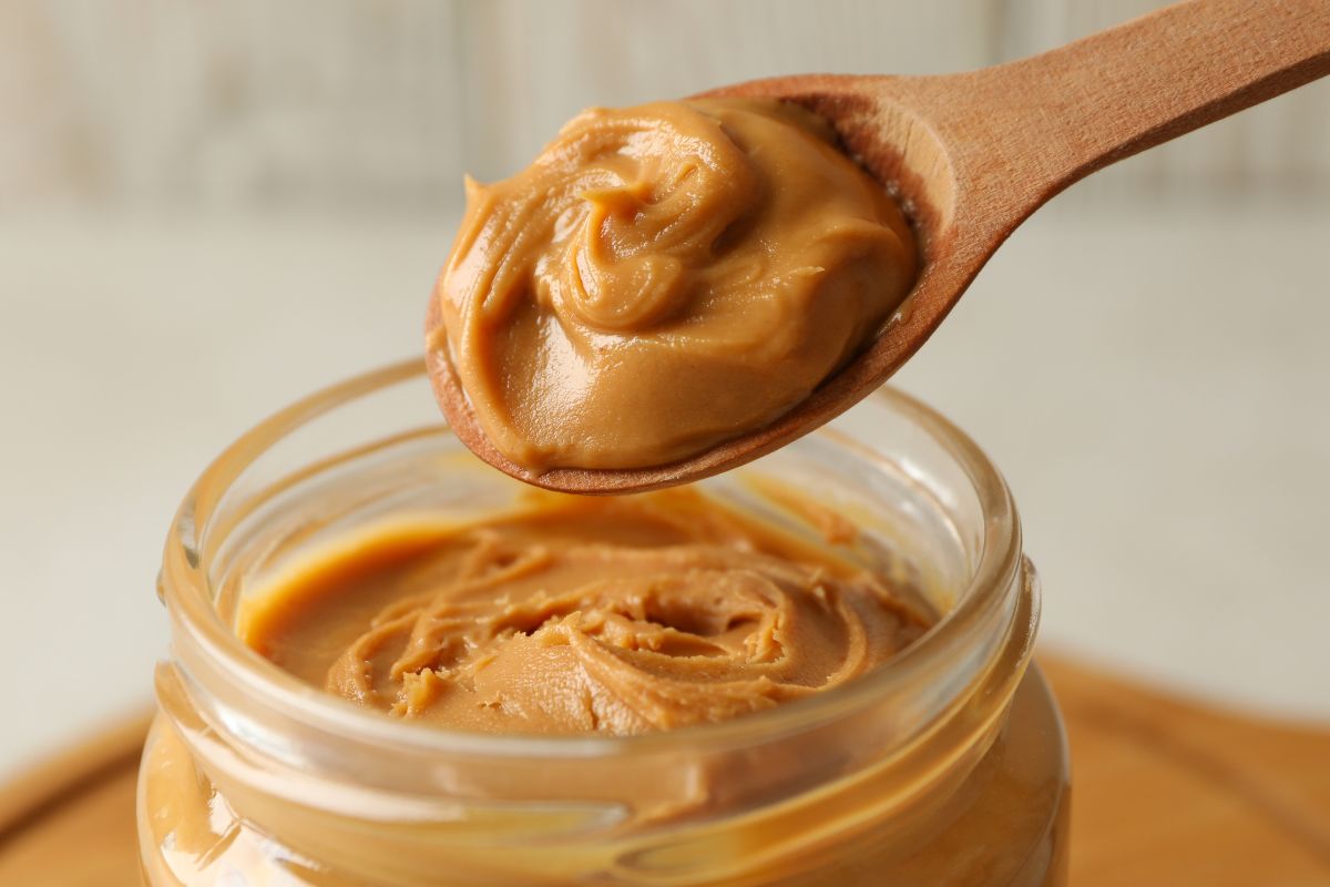 The image shows a jar of peanut butter.