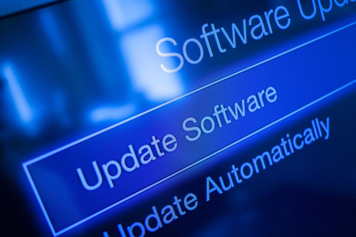 Picture of a software update on screen.