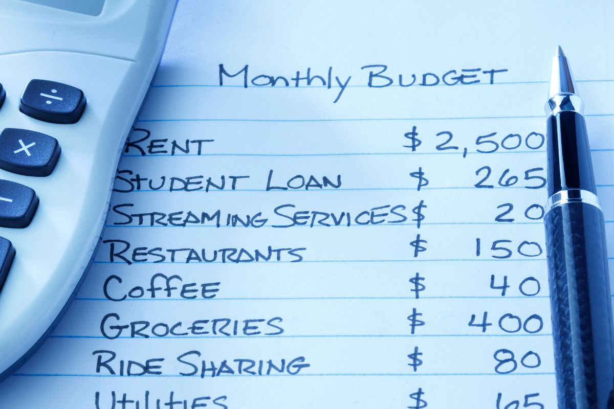 Picture of a monthly budget.