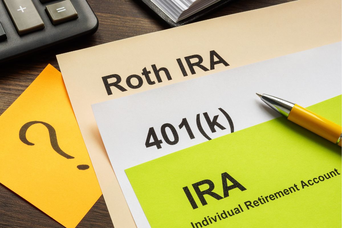 The image shows papers of retirement accounts.