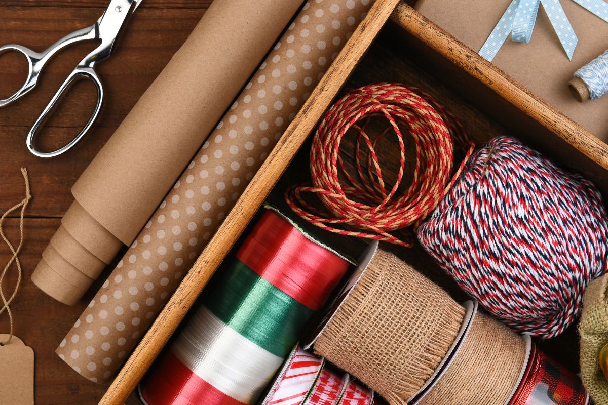 The picture shows wrapping supplies.