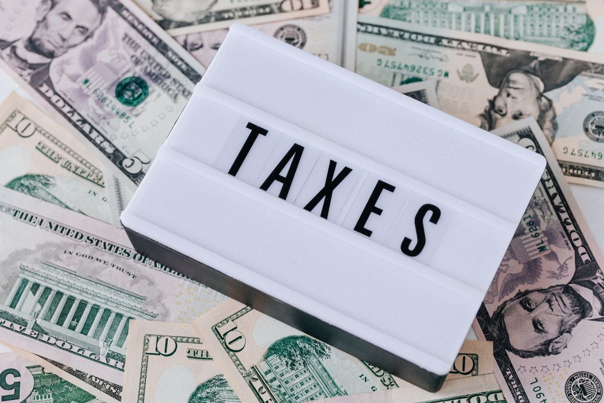 The image shows money for taxes.