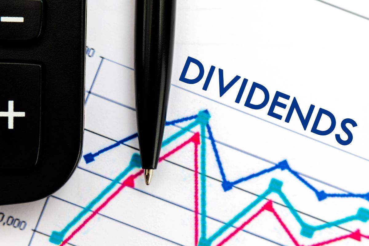 Image shows a paper with dividends wording.