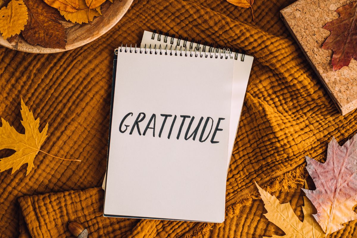 Photo of notebooks with gratitude wording