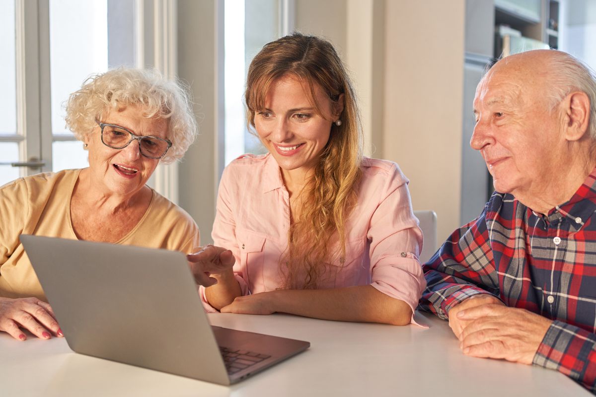 Photo of a woman assessing her aging parent's finances.
