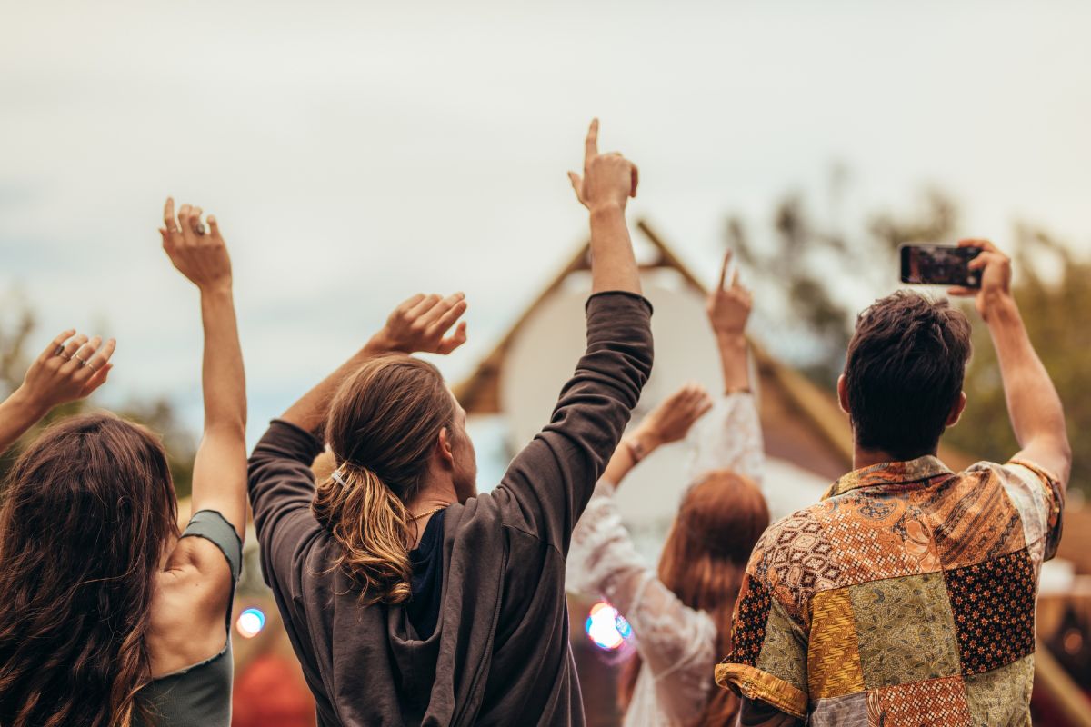 Picture shows a group of friends partying.