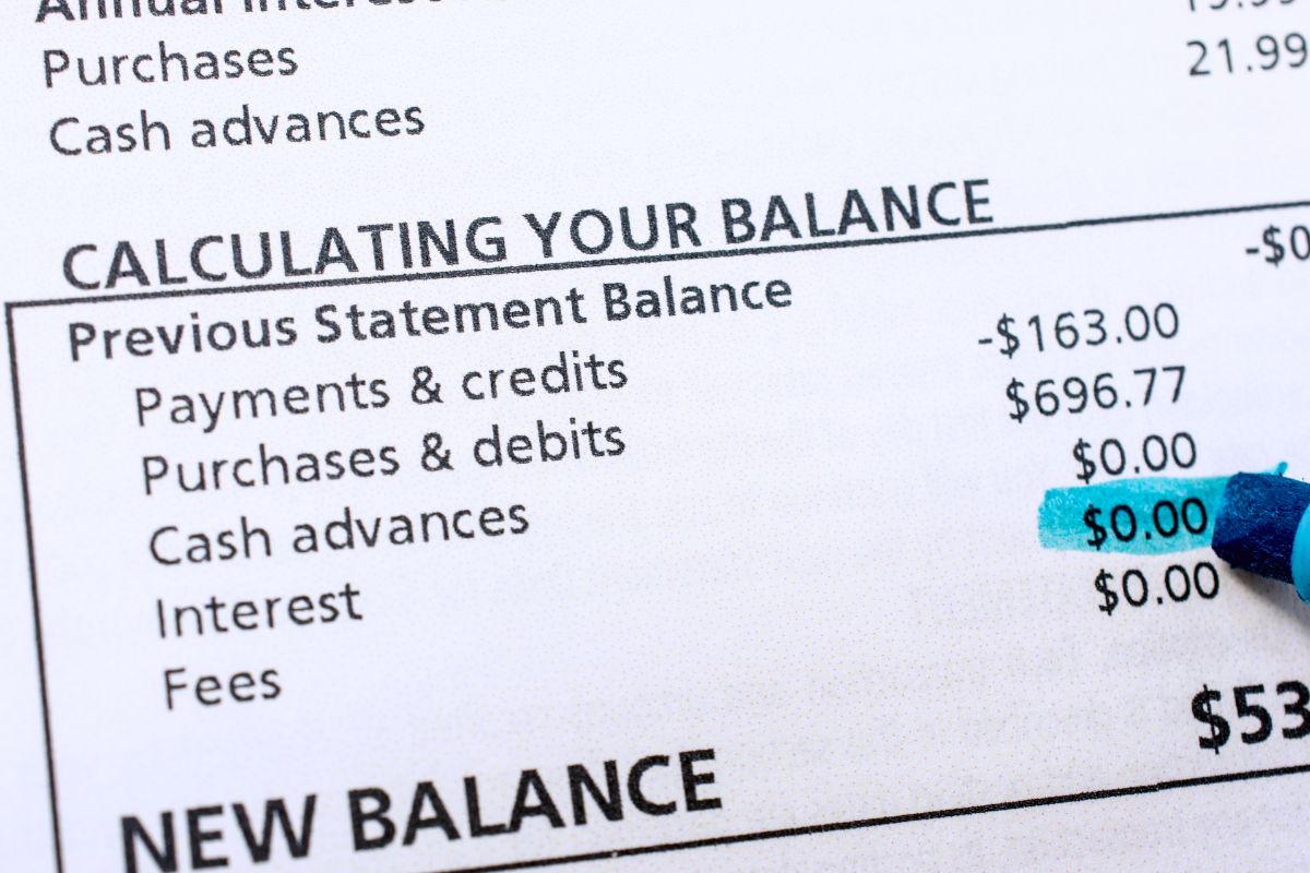 Image of a balance statement.