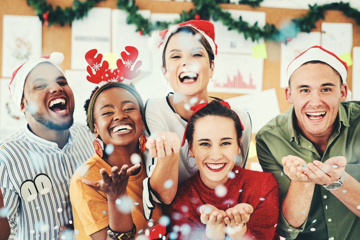 Image of friends celebrating Christmas.