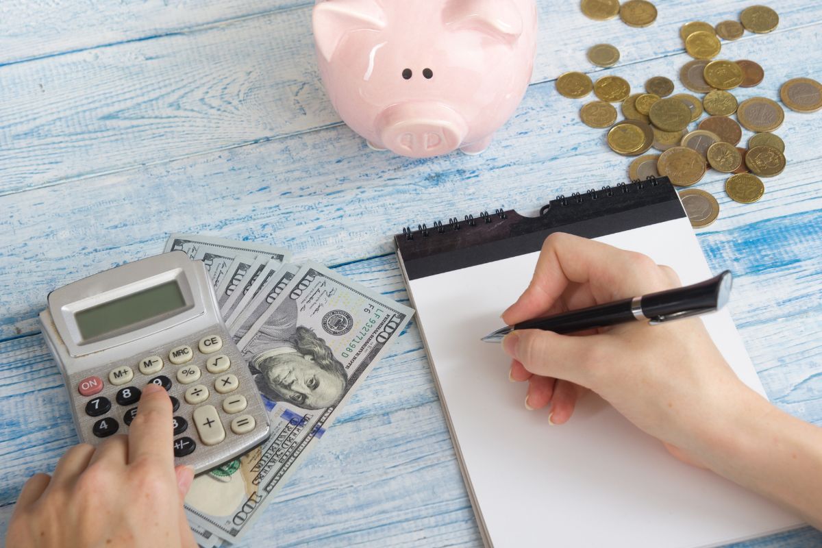 A woman's hand budgeting.