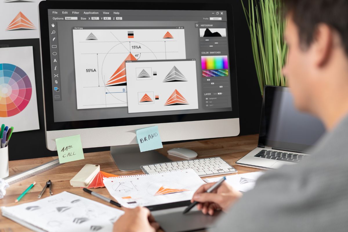 Picture of a man working as a graphic designer.