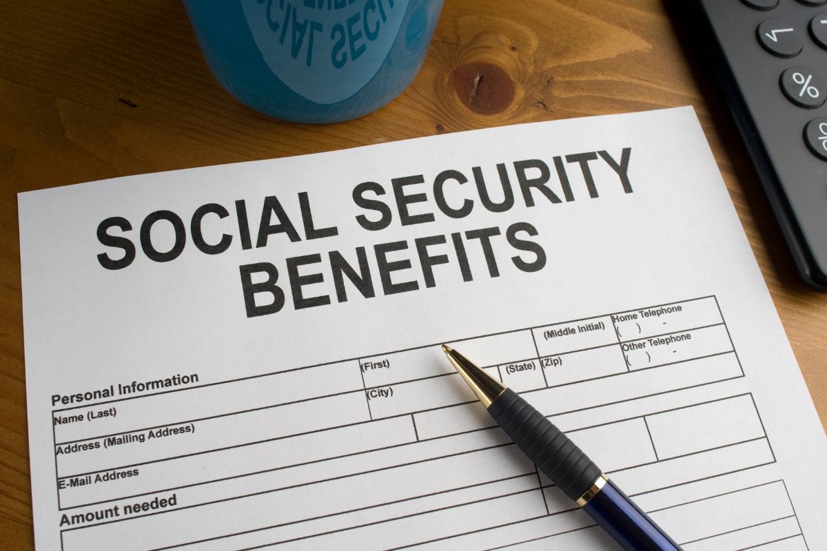 Picture of a social security benefits form.