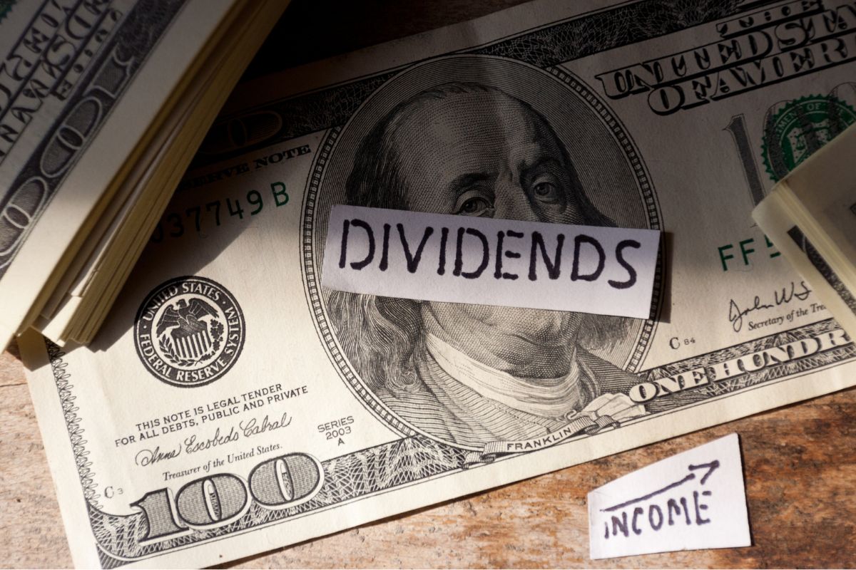 Photo of dividends money.