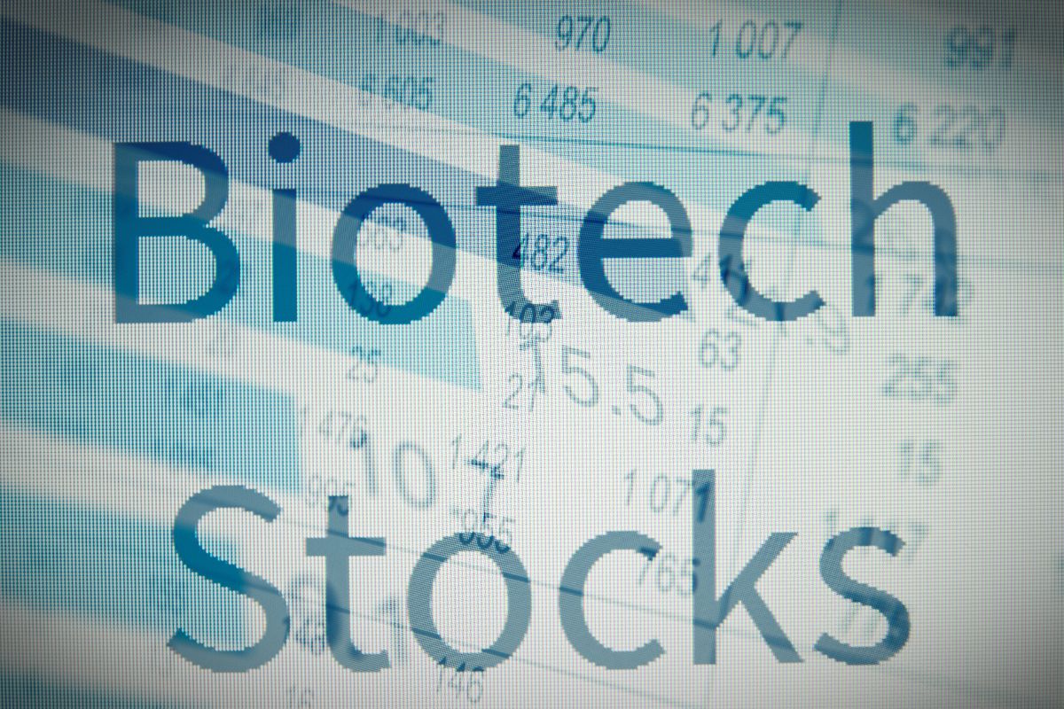 The photo shows a biotech stock wording.