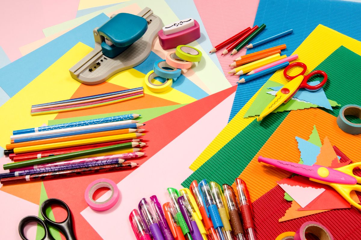 The picture shows craft supplies.