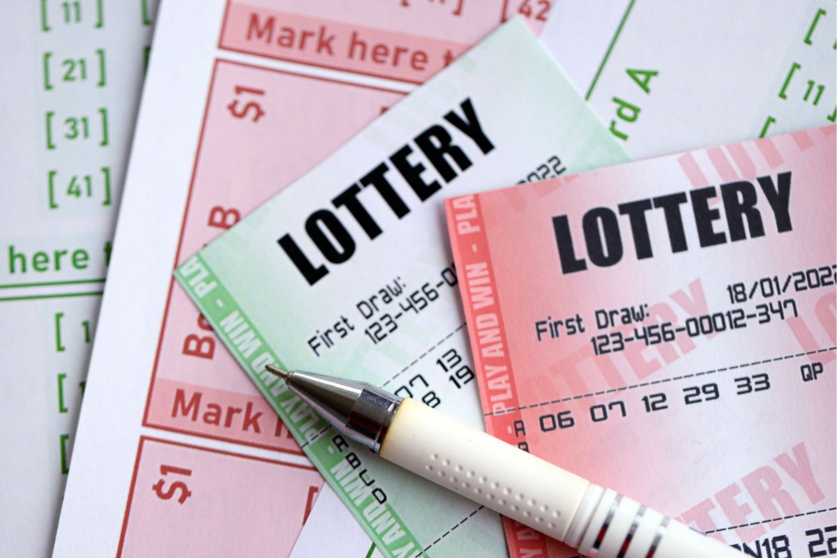 The picture shows lottery tickets.