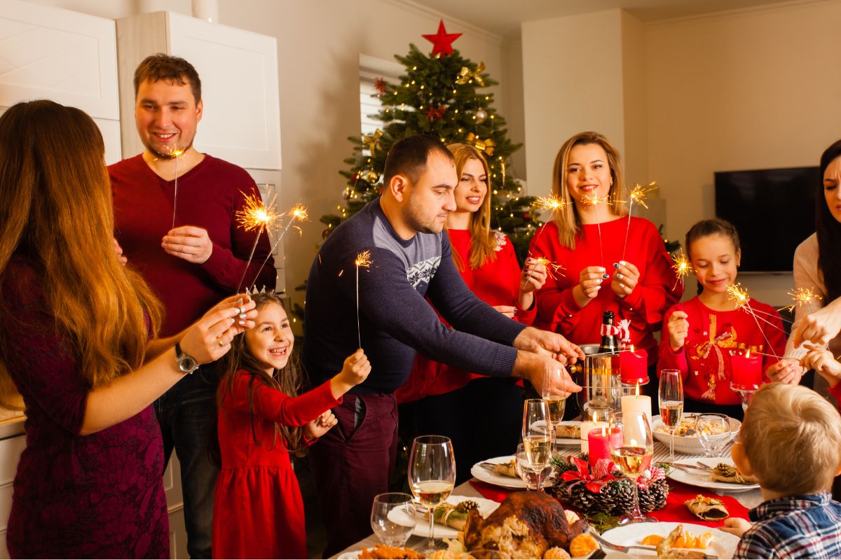 Picture of a family celebrating Christmas.
