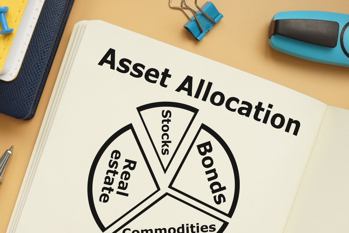 Image of a notebook with asset allocation.