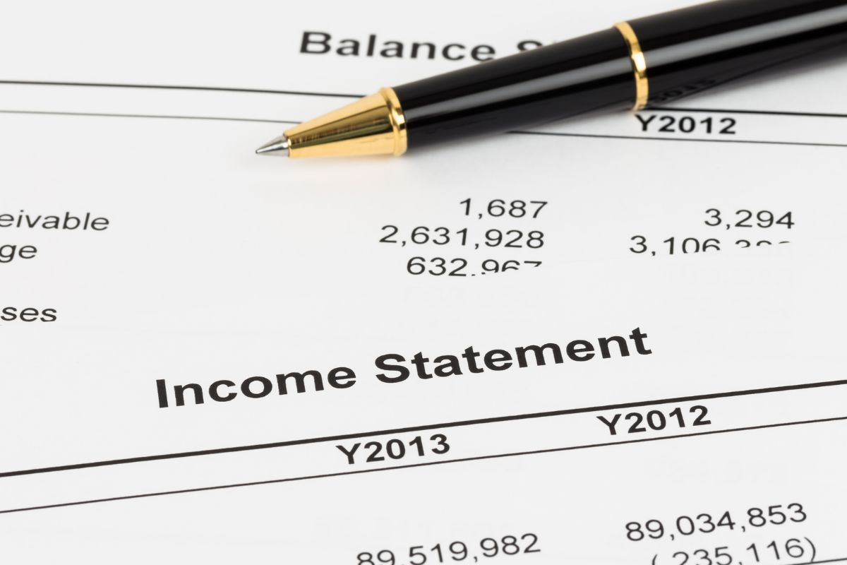 The image shows income statements.