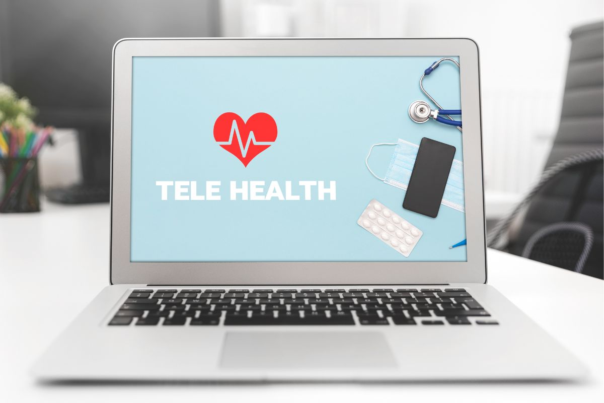 Image of a laptop with telehealth display.