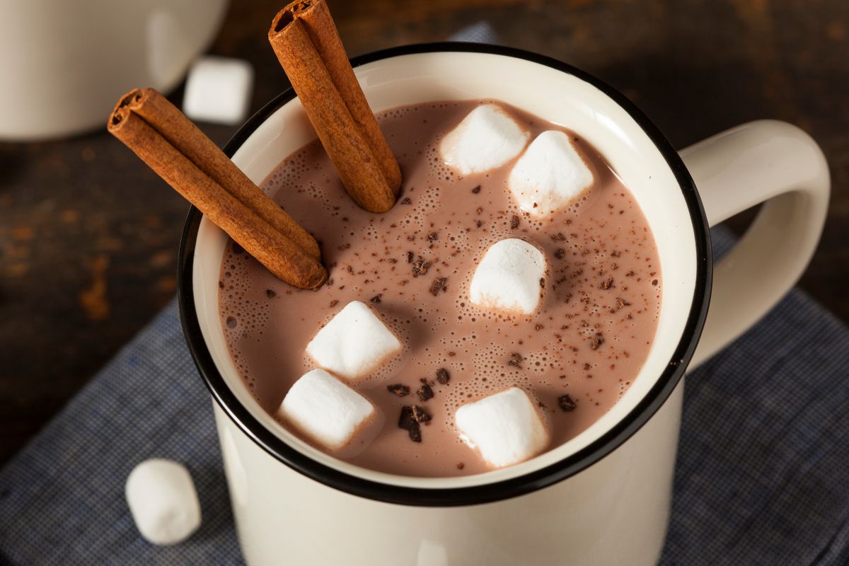 Photo of a hot chocolate with marshmallow.