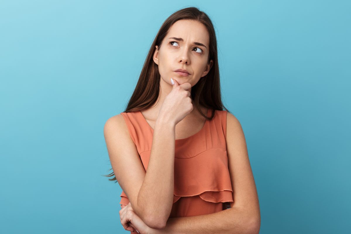 Picture of a woman thinking.