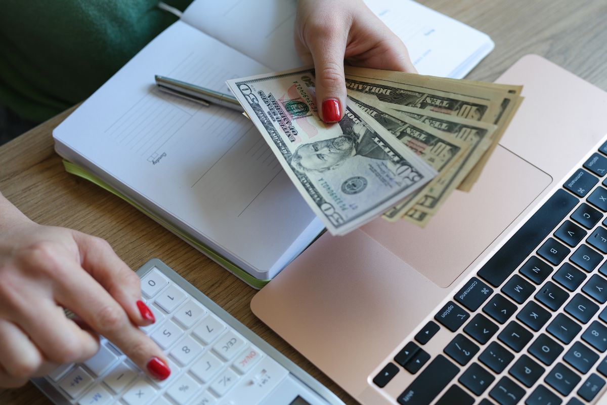 A woman's hand budgeting.