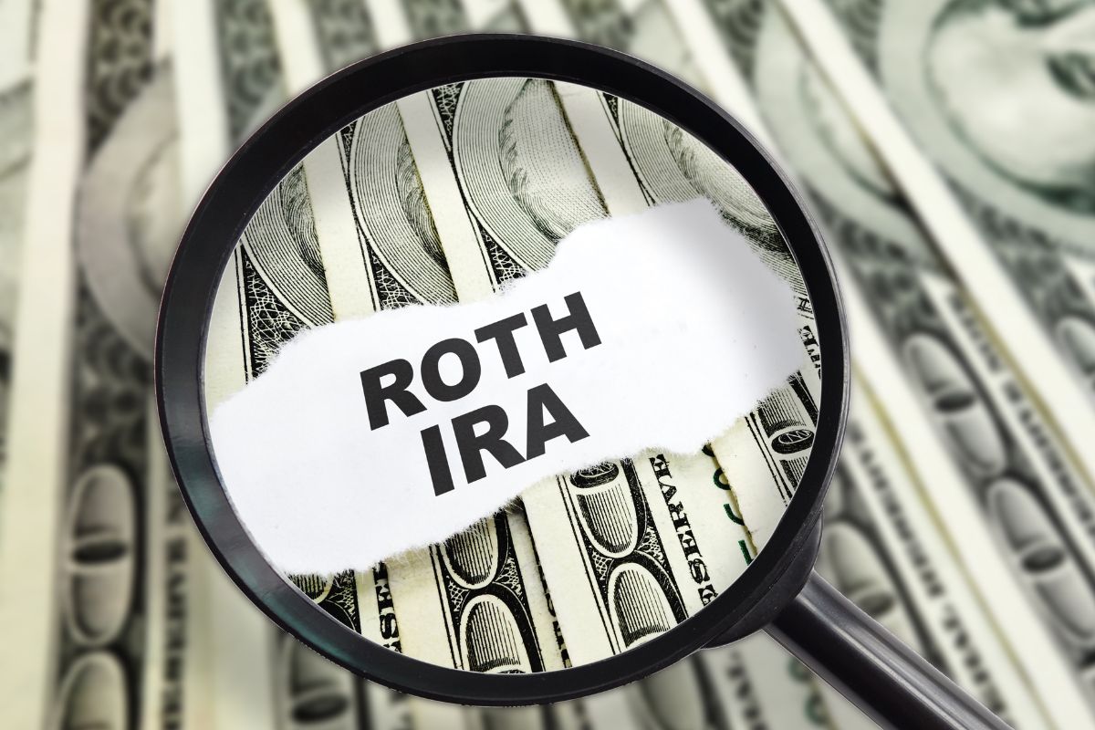 Picture of money and roth ira wording.