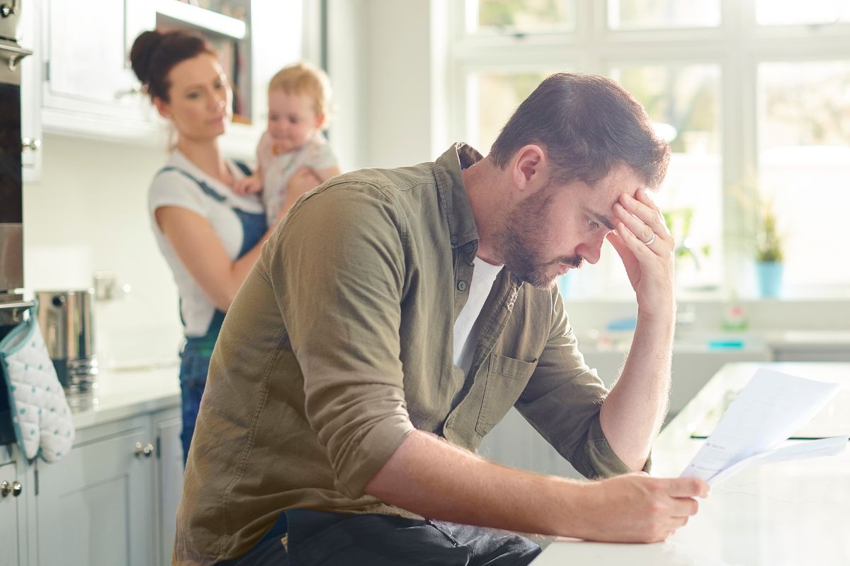 Photo of a family with debt.