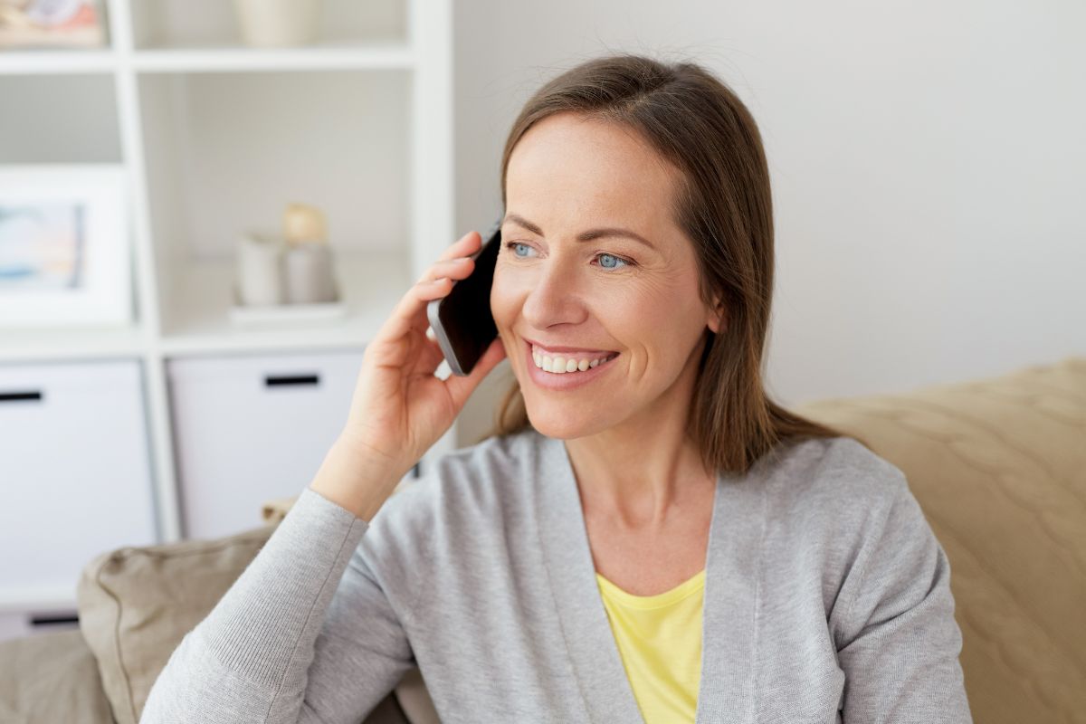 Photo of a woman having a call.