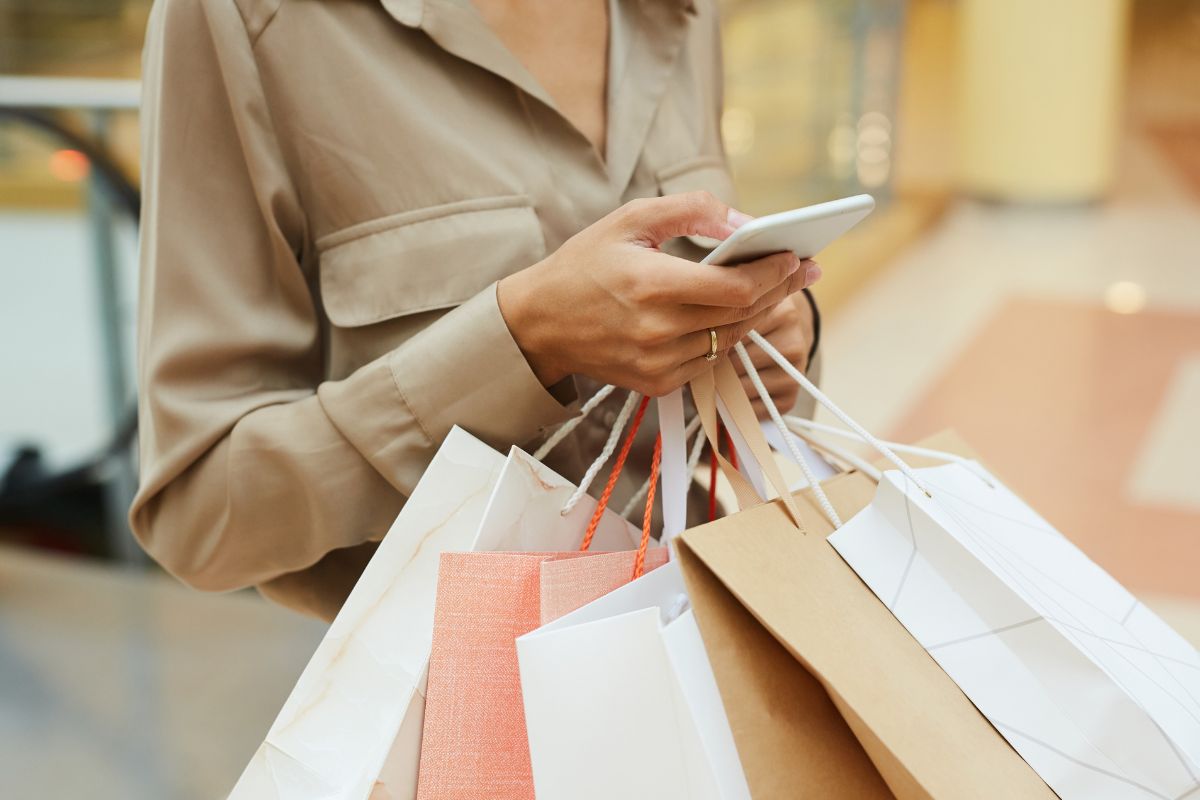 A woman with her shopping bags.