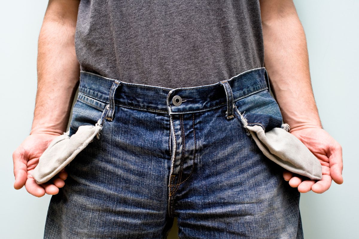 A man with an empty pocket.