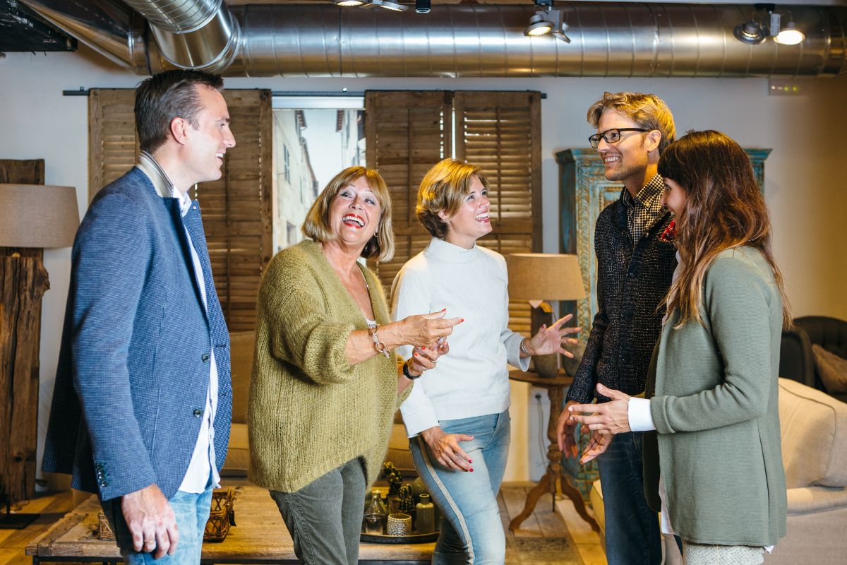 Image of a family talking together.