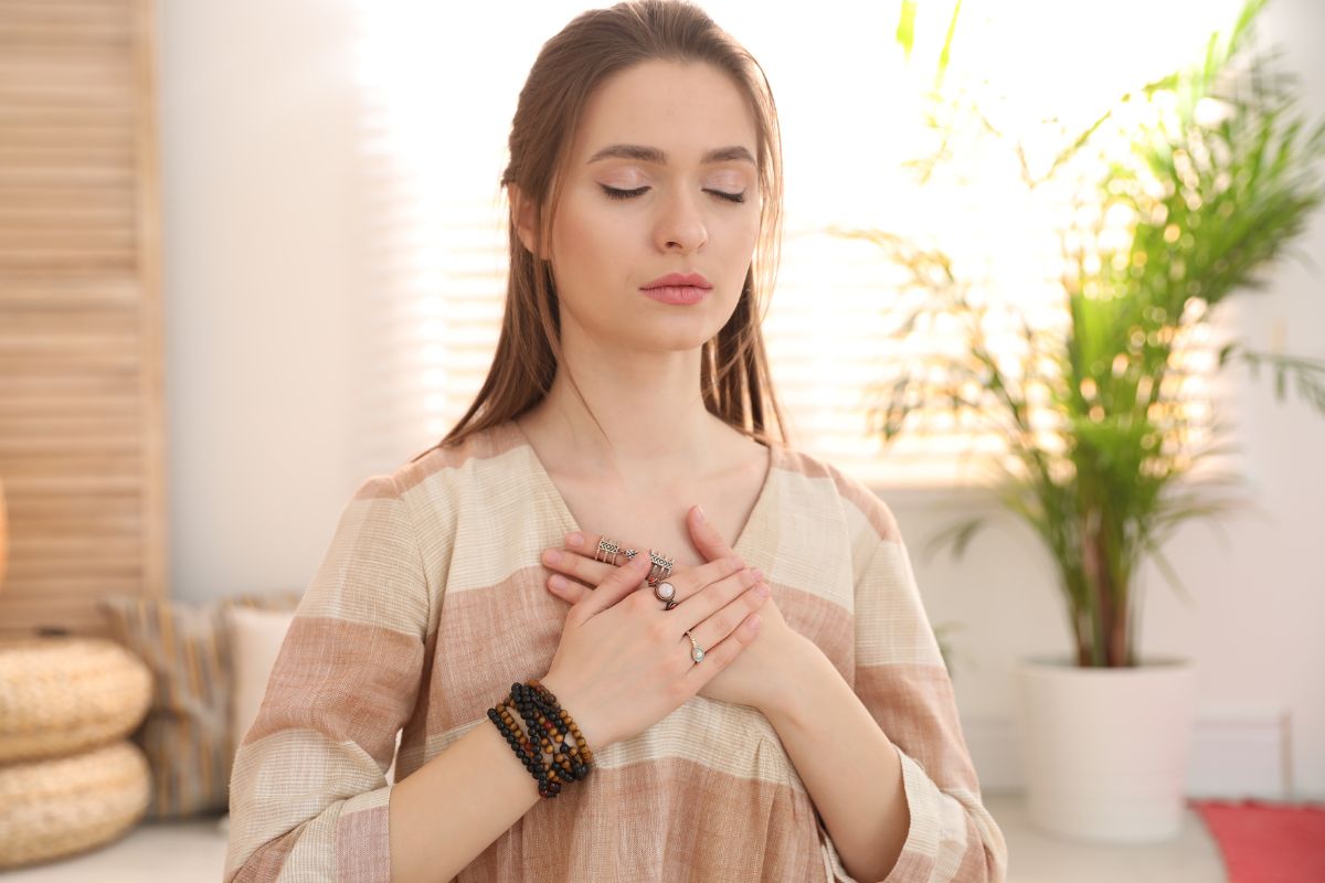 A woman managing her stress.