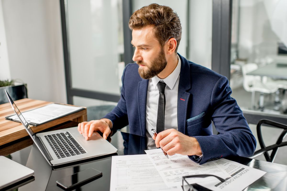 Image of a man working competitively.