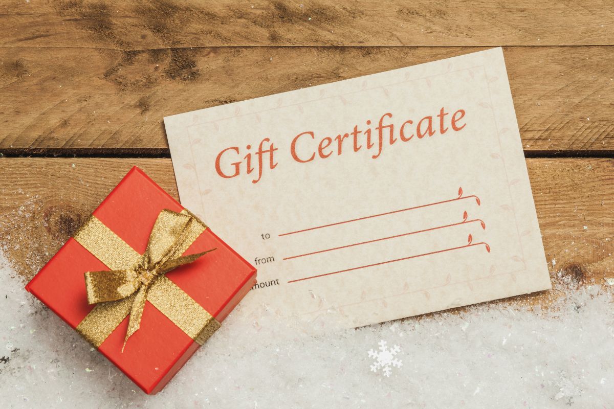 Picture of a gift certificate.
