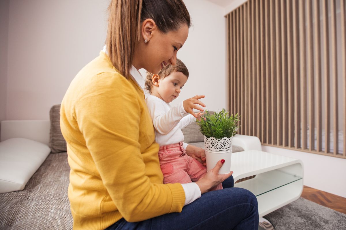 A woman babysitting.