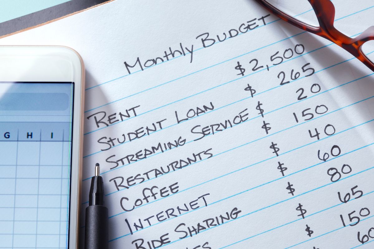 The image shows the monthly budget.