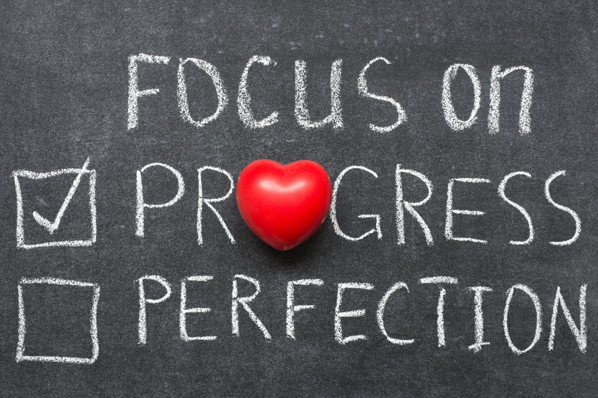 The picture shows a progress word with a check mark.