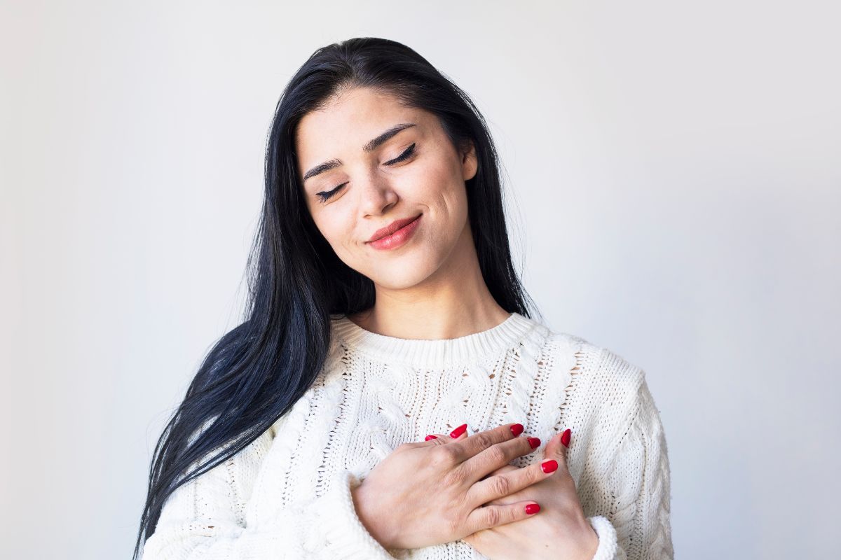 A woman with self-compassion.