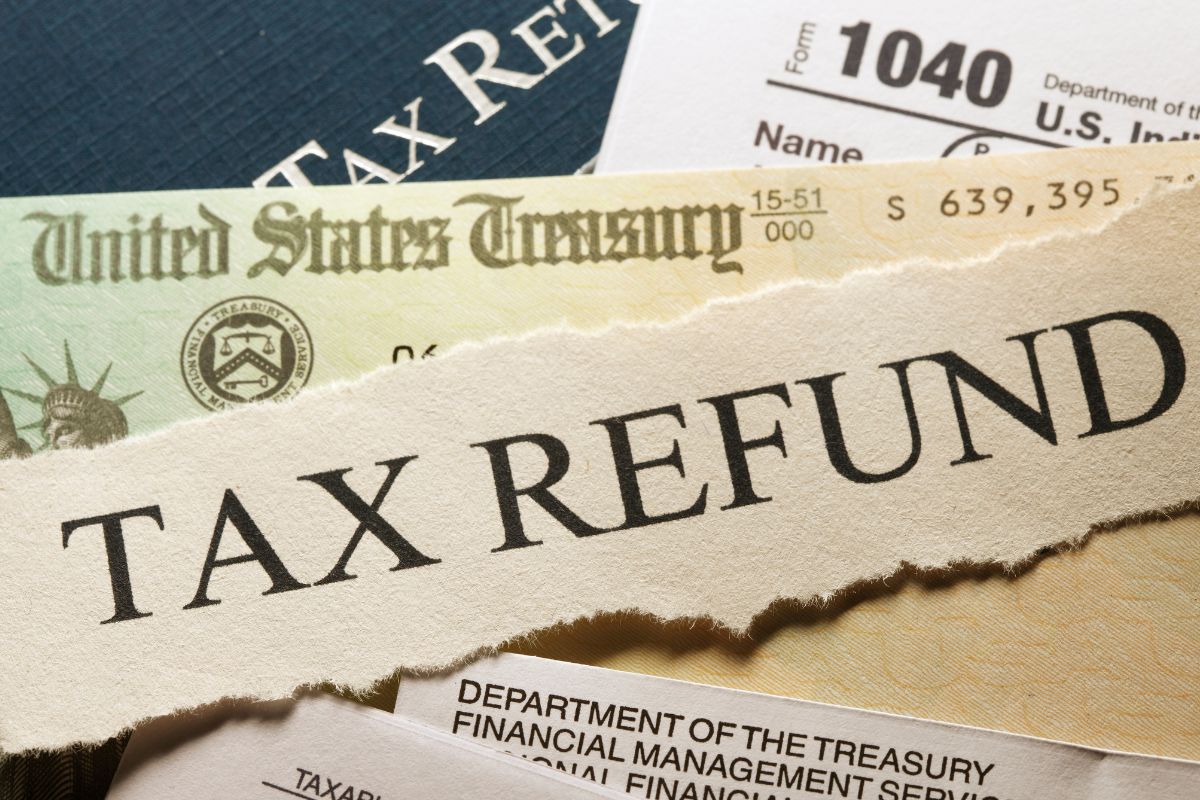 The photo shows a tax refund wording.