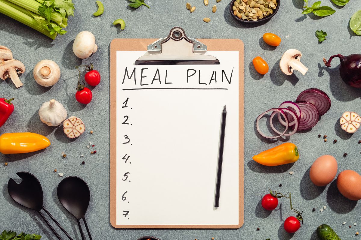 Photo of a paper with meal plan lists.